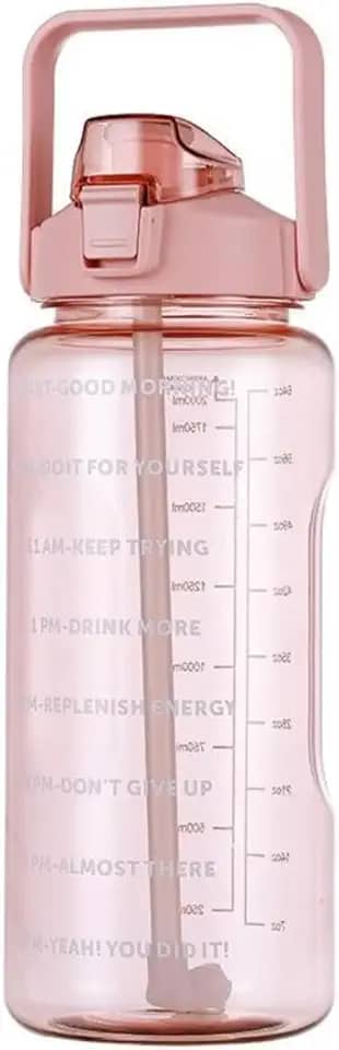 Garrafa de Água 800Ml Litros com Canudo para Esportes Academia Corrida Acampamento Escola Squeeze Casa Buritis (Rosa)