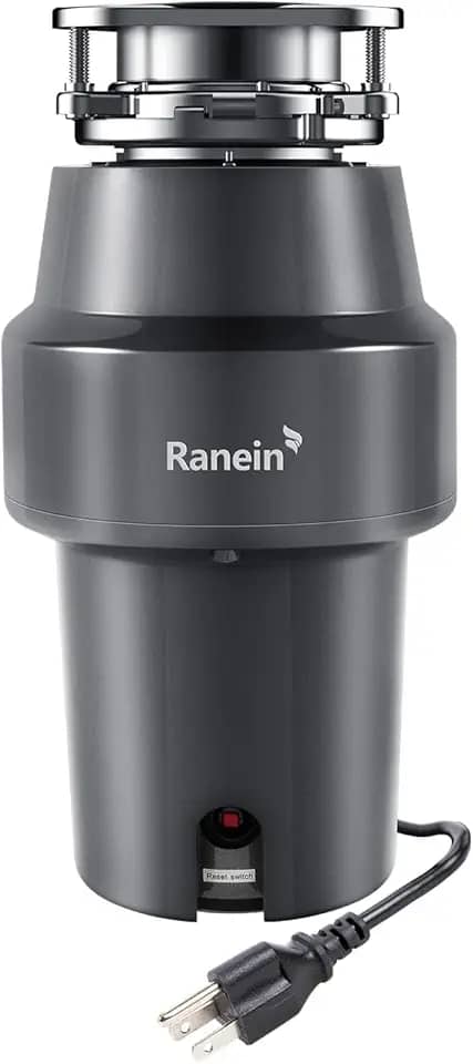 Ranein Triturador De Lixo De 3/4 Hp Com Cabo De Alimentação, Moagem Silenciosa De Aço Inoxidável, Triturador De Resíduos De Alimentos Para Pia De Cozinha, Alimentação Contínua, Deepcut