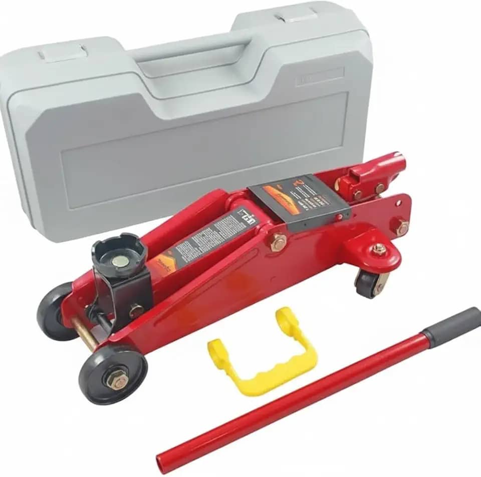 Macaco Hidráulico Tipo Jacaré, Vermelho, Capacidade 2 Toneladas, com Maleta de Transporte, para Oficina e Garagem