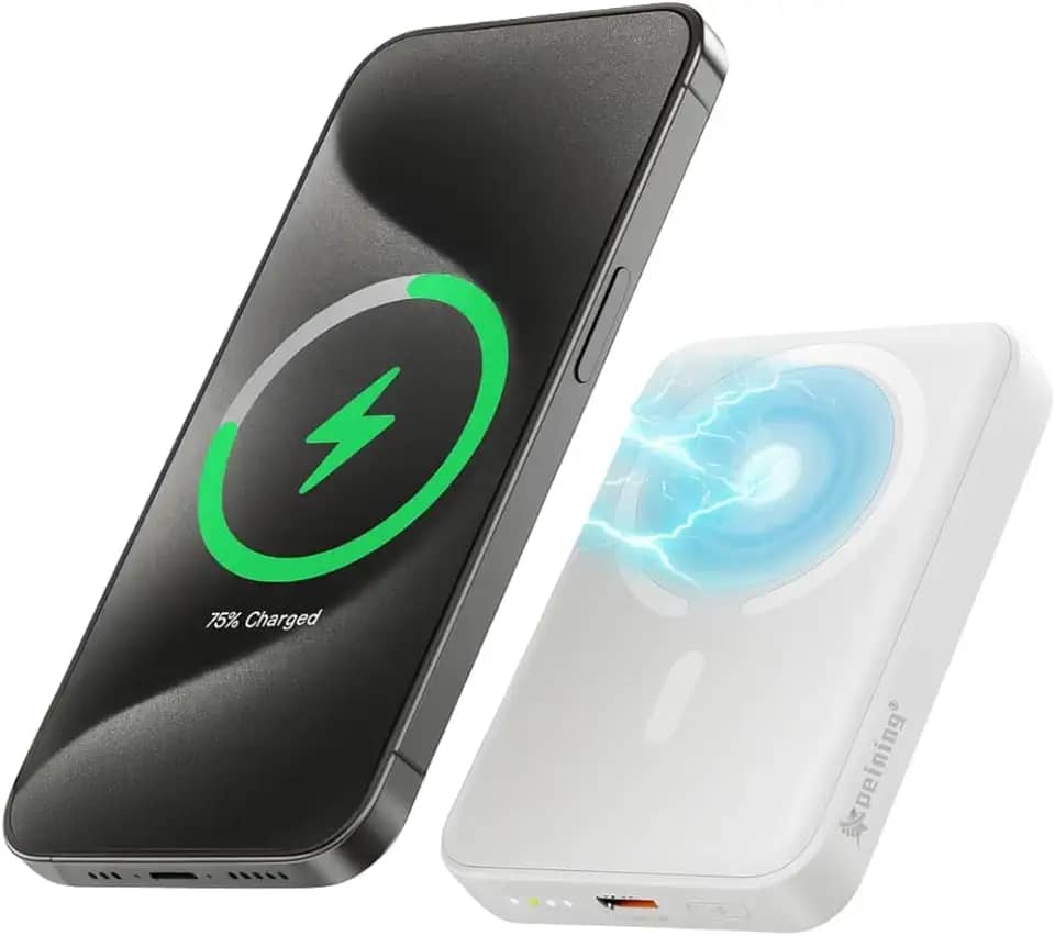 Carregador Portátil Indução Universal Turbo Power Bank 5000mAh Turbo 15W por Indução Sem Fio com Carregamento Magnético Ultra Rápido, Ultra Fino, Premium Peining, Compatível com MagSafe®