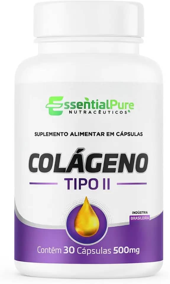 Colágeno Tipo II 60mg Essential Pure 30 Cápsulas | Suplemento Alimentar Natural para Articulações, Ossos e Cartilagens | Fórmula Autêntica de Alta Pureza
