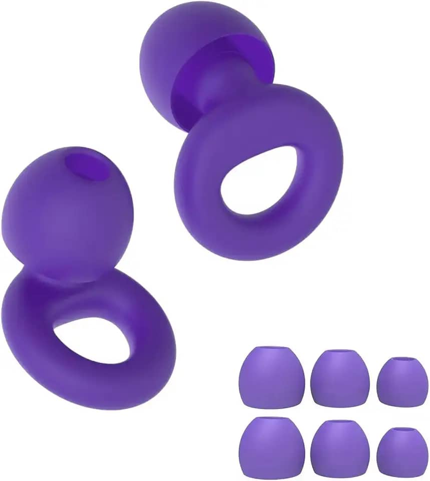 Abafador de Ruídos Macio Para Autismo e Dormir Tampão De Ouvido Protetor Auricular - 4 Tamanhos Silicone Reutilizável Circular Premium (Roxo, Tamanho único)