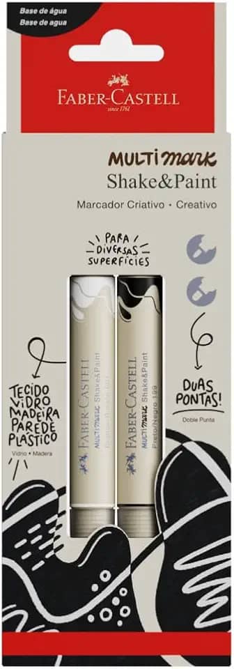 Marcadores MultiMark Multisuperfície Faber-Castell - Preto e Branco, 2 cores