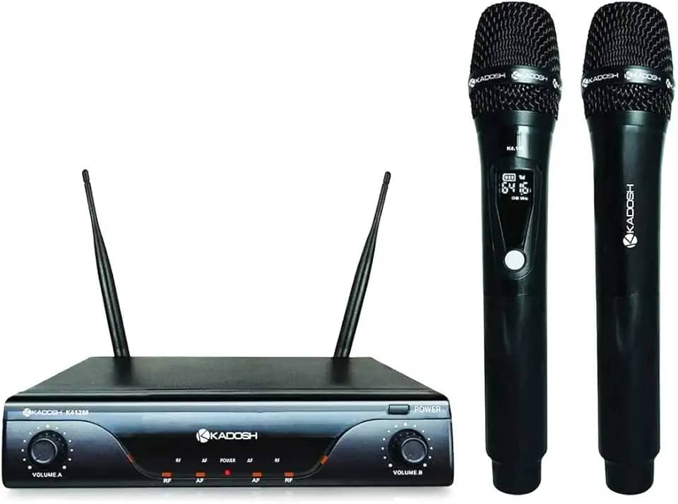 Microfone Sem Fio Kadosh K-412M UHF Duplo Bastão