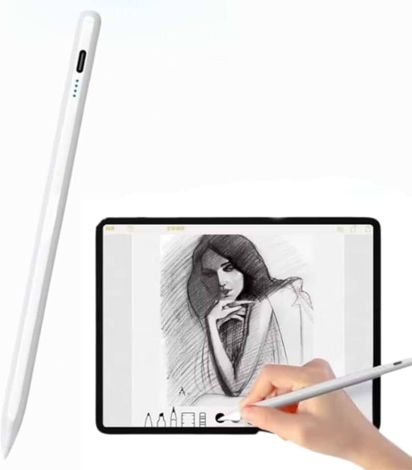 Caneta Touch Stylus Compatível com iPad Android IOS e Celulares Alta Precisão para Desenho Digital e Escrita Ponta Sensível + Ímã Integrado Modelo Profissional