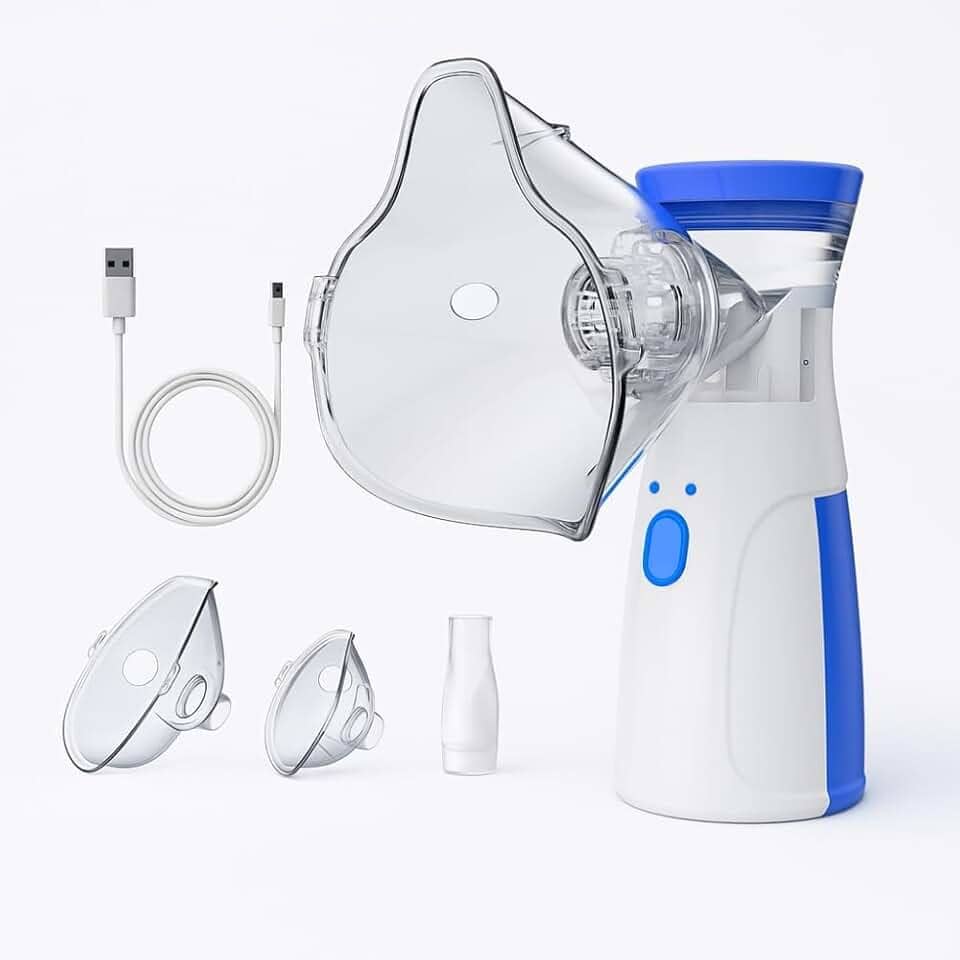 Nebulizador Portátil Silencioso, Inalador Ultrassônico Compacto, Sem Fio Portátill, Com 2 Máscaras e Bico de Inalação Indicado para Adultos, Crianças e Idosos – Uso Diário, Alívio Rápido e para Todas as Idades- Linha Prime
