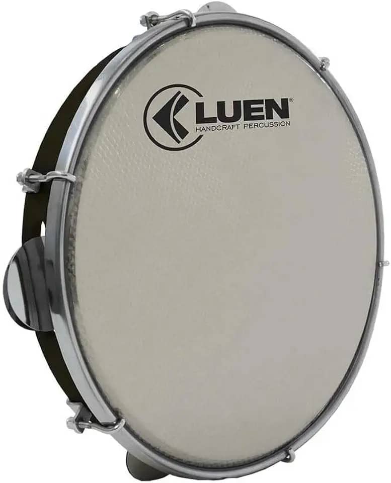 Pandeiro 10' Abs Preto 6 Afin Plat Inx Ferragem Cromada Holog Prata