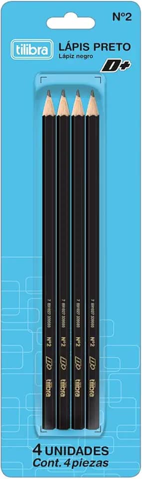 Tilibra - Lápis Preto Sextavado N.2 D+ - Blister com 4 Unidades