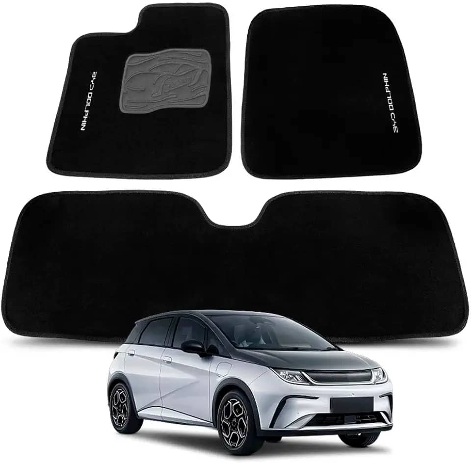 Tapete Automotivo para BYD Dolphin Plus 2023 a 2026 Carpete 3 Peças Traseiro Inteiriço com Bordado