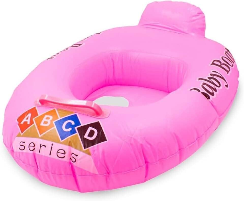 Boia Inflável Infantil Tipo Bote com Assento – PVC Resistente, Confortável e Segura para Crianças de 1 a 3 Anos (Rosa)
