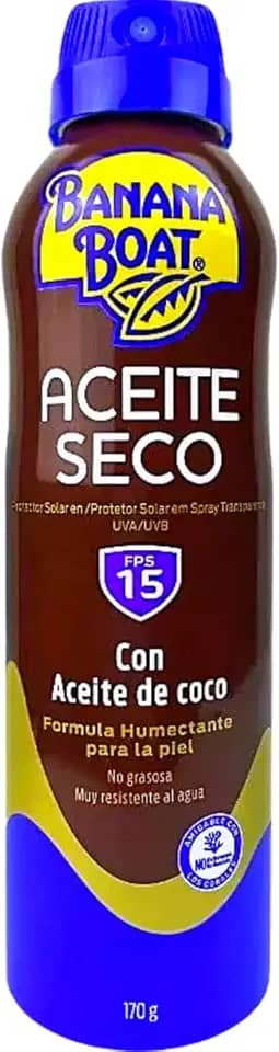 Bronzeador Spray Fps15 Pele Seca Hidratada Aceite Seco Banana Boat