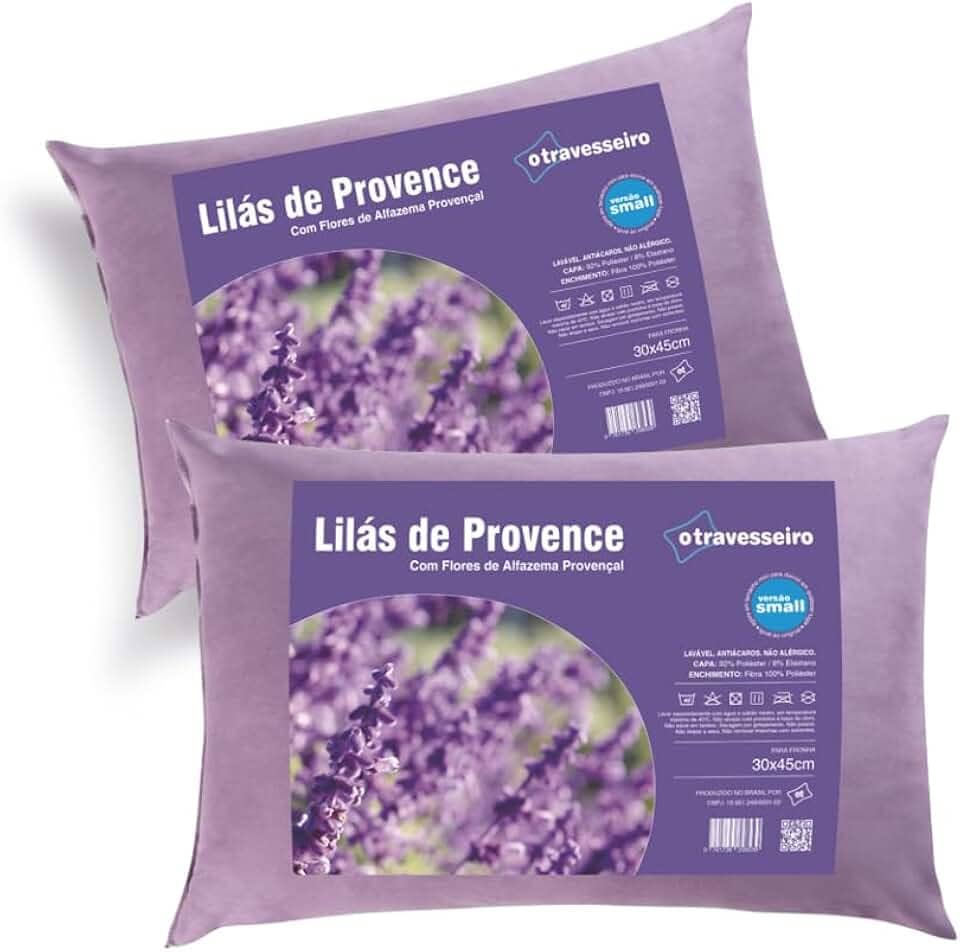 Kit 2 Travesseiros Infantil Antialérgico Com Aromaterapia Lavanda 30x45cm Macio Confortável Lavável à Máquina Crianças de 2 á 8 Anos