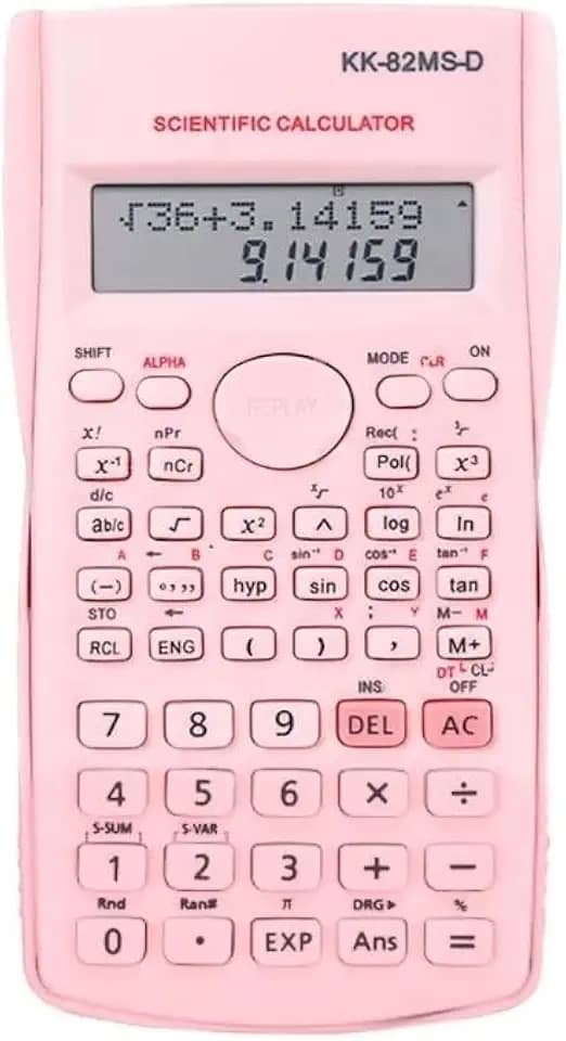 Calculadora Cientifica 82ms 240 Funções display 2 linhas com capa protetora Rosa