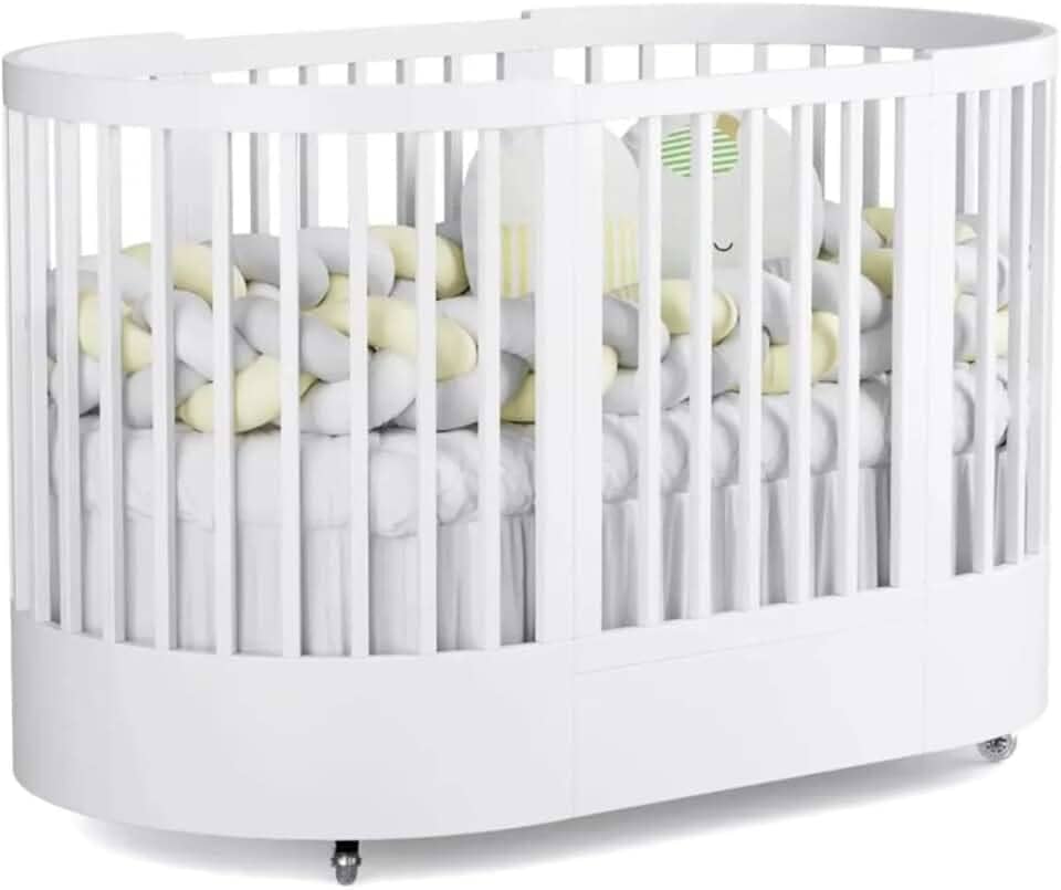 Berço Redondo 3 em 1 Divicar Wave: Evolutivo do Berço à Minicama, Design e Segurança para o Quarto do Bebê (BRANCO)