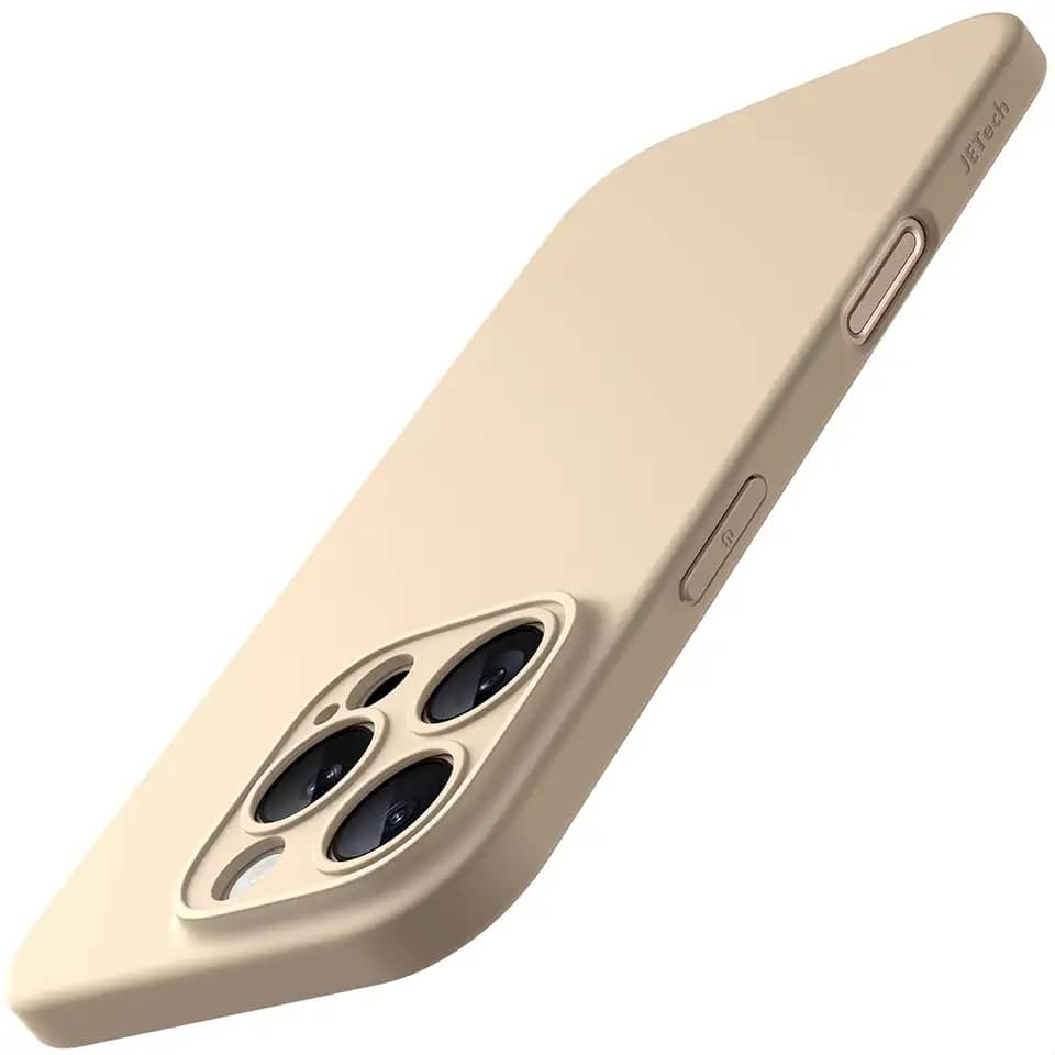 JETech Capa Fina para iPhone 16 Pro 6,3 Polegadas com Lente de Câmera Proteção Total, Ultrafina Leve Acabamento Fosco Case Capinha Protetora Minimalista para Telefone (Titânio-Deserto)