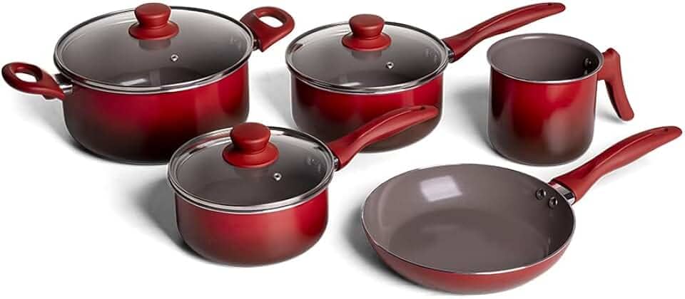 Jogo de Panelas 5 Peças Ceramic Life Easy Brinox - Vermelho