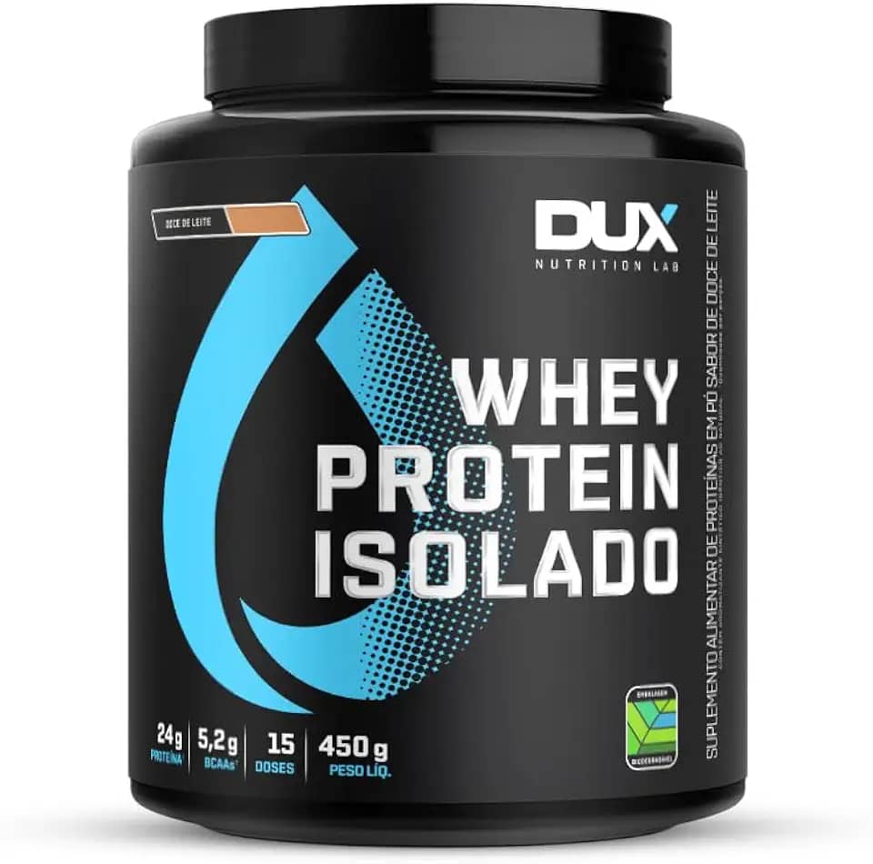 Whey Protein Isolado Doce de Leite Pote 450g – Recuperação Muscular – DUX HUMAN HEALTH