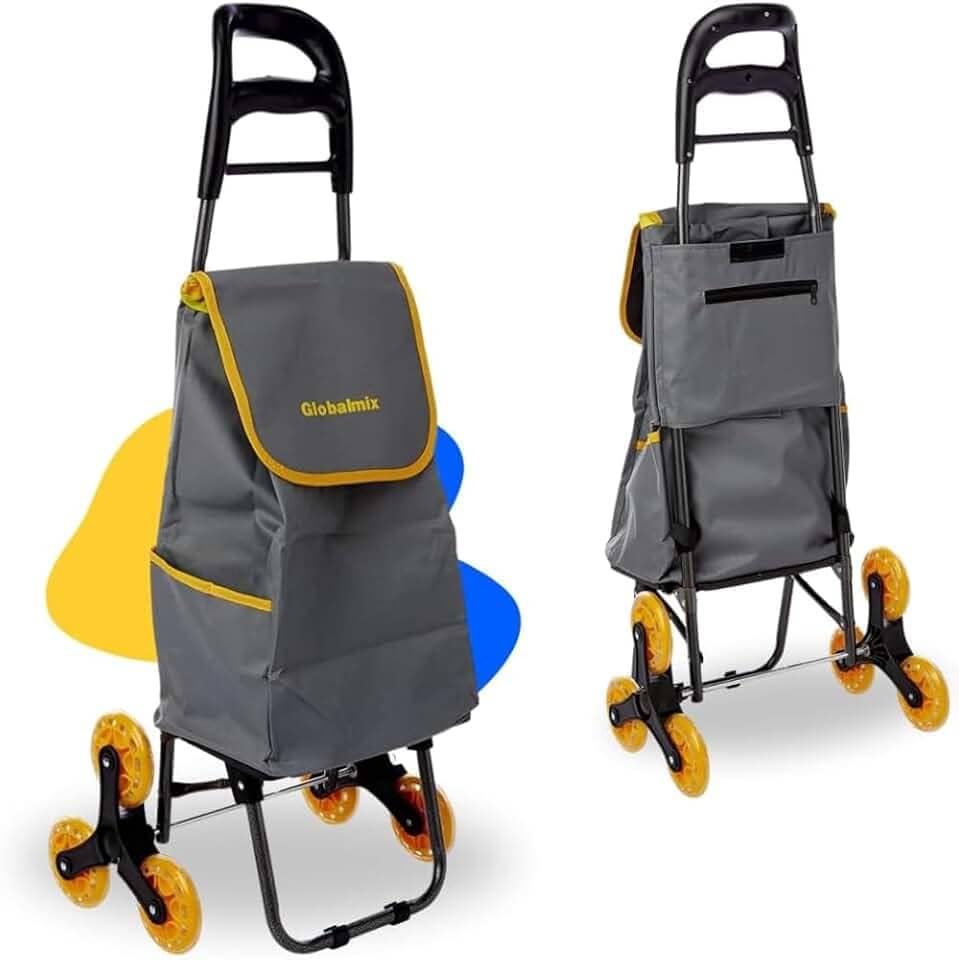 Carrinho de Compras Transporte de Carga Dobrável com 6 Rodas, Capacidade 40kg, Bolsa Removível em Oxford