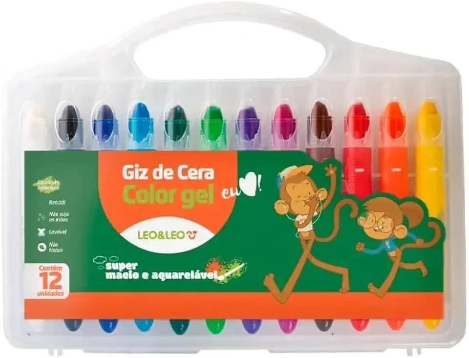 GIZ DE CERA COLOR GEL 12 CORES UND LEOELEO
