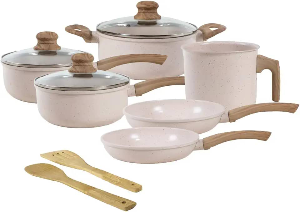 Jogo de Panelas de Alumínio Revestimento Cerâmico com Antiaderente Ecoglide Tuut Vanilla 8 peças