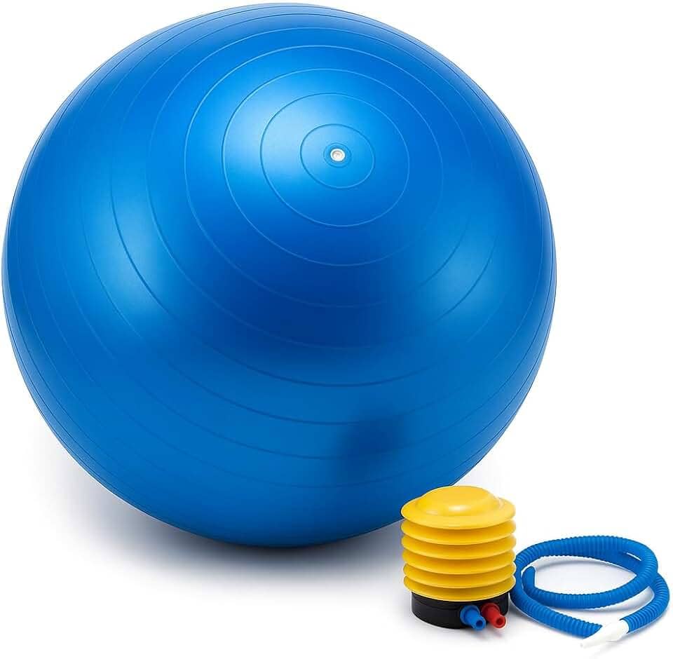 Bola de Pilates Yoga 55 cm com Bomba – Suporta até 200 kg – Látex Premium Antiestouro e Textura Antiderrapante – Pilates Yoga Academia Reabilitação e Fisioterapia