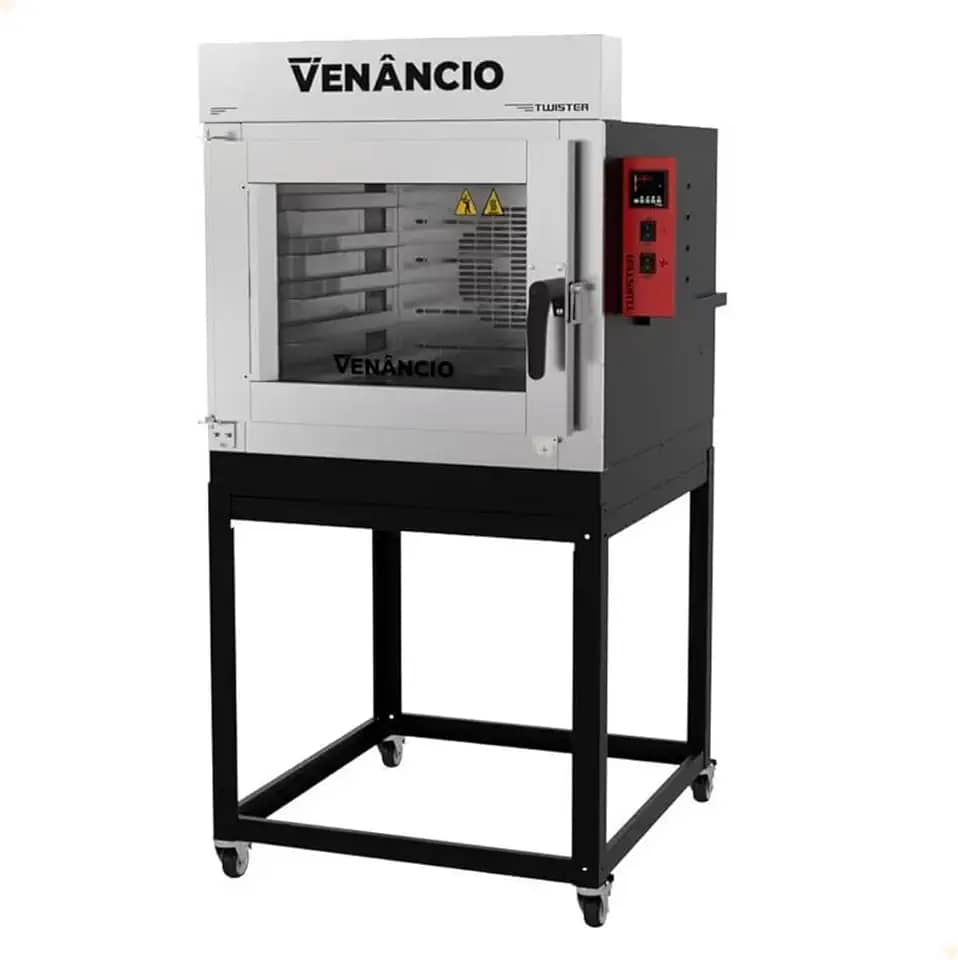Forno Industrial Turbo Elétrico Venâncio Twister 5 Esteiras Exterior e Interior em Aço Carbono com Cavalete Monofásico 220V FVT5E