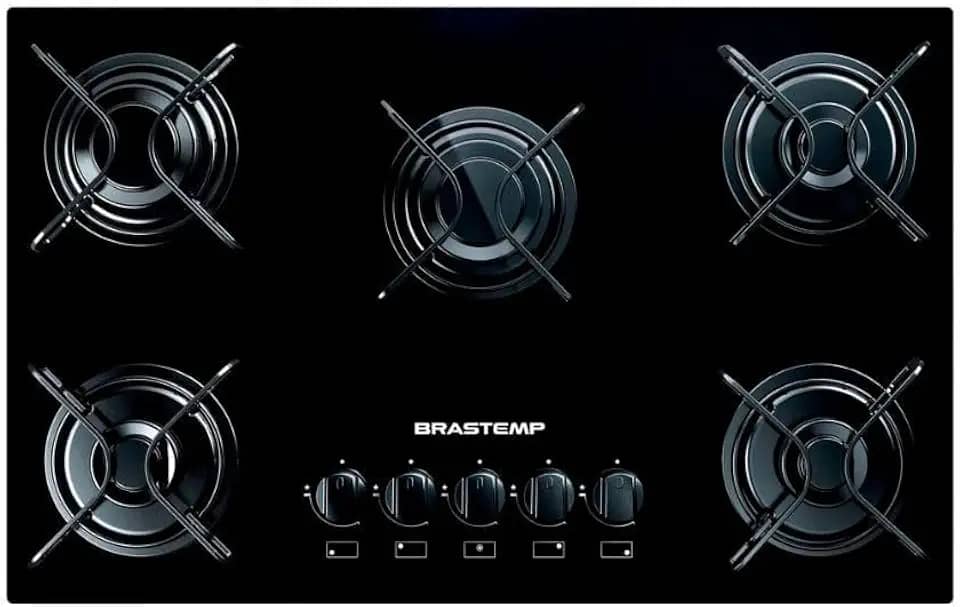 Cooktop 5 bocas Brastemp com grades piatina e acendimento automático - BDD75AE BIVOLT
