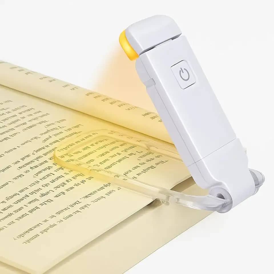 Luz de Leitura Para Livro Luminária de Livros - LED Quente Neutra Fria - Nível de Iluminação Ajustável - Ideal para Estudar ou Ler a Noite - Recarregável USB