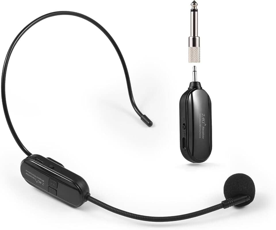 Microfone sem fio 2 4G Headset em 1 Mic e de mão Amplificador voz profissional 6H funcionamento 100ft para Karaoke Speaker PA Ensino