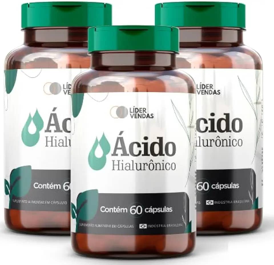 Ácido Hialurônico - 500mg com 60 cápsulas - 3 potes