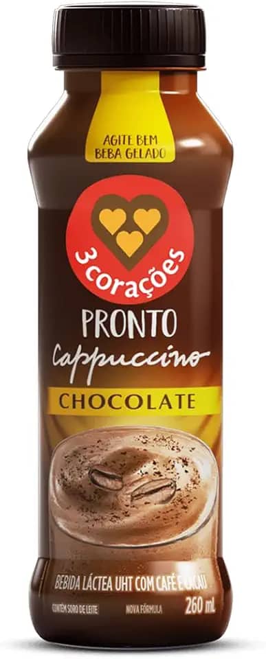 3 Corações Cappuccino Pronto Chocolate 260Ml
