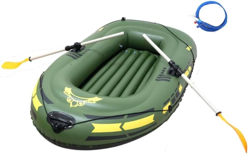 UGPLM Conjunto de caiaque inflável, PVC super, para lagos, rios, lagos, 4 câmaras de ar, bote flutuante, para crianças, adultos e