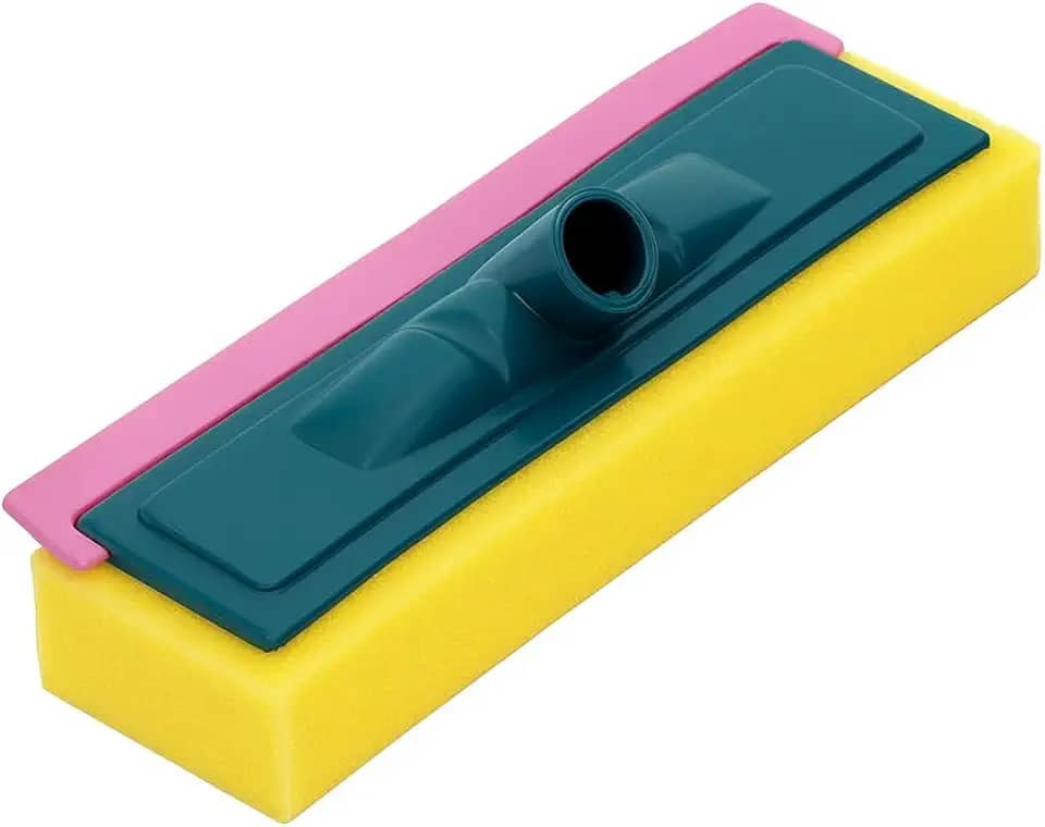 Rodo Aplicador de Cera com Borracha para Limpeza, Espuma Multiuso para Porcelanato e Vidros, Amarelo e Verde