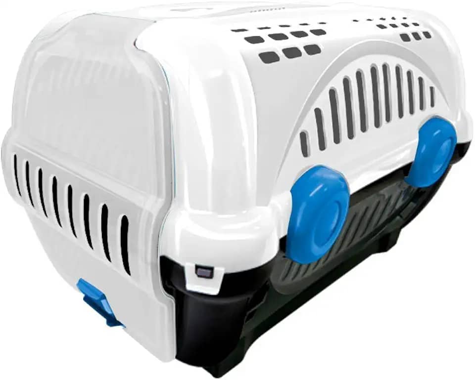 Furacão Pet Luxo Caixa de Transporte, Preto/Azul, 1