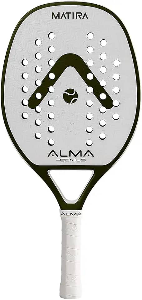 Raquete Beach Tennis Carbono 1K Matira Branca e Verde Alma Genius