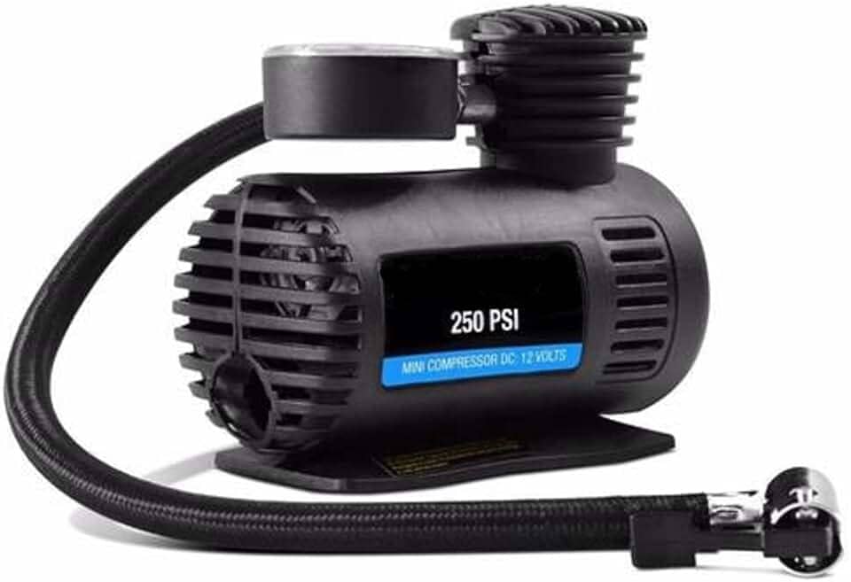 Compressor de Ar Pneu 12v Marcador Pressão Manômetro Carro Vazão 15L Mini Portátil 250 psi 3 Bicos