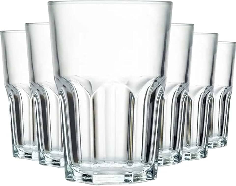 Kit de Copos de Vidro Sydney 350ml – Jogo com 6 ou 12 Peças, Design Robusto e Elegante, Vidro Reforçado 4mm para Drinks, Sucos e Whisky