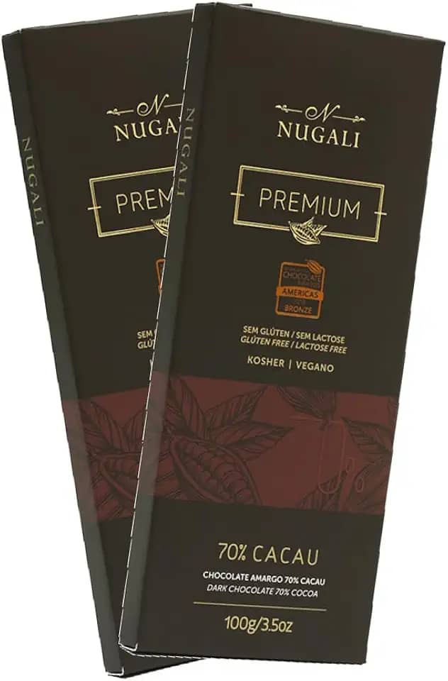 Kit Barra de Chocolate Amargo 70% Cacau - Nugalii - 2 unidades de 100g