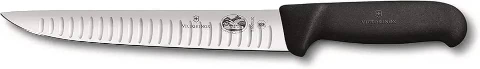 faca p/fatiar churrasco,reta, 20cm,c/sulcos prt fibrox