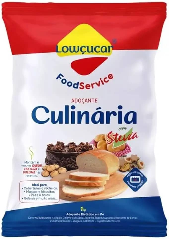 Adoçante Lowçucar Em Pó 1kg﻿ – Substituto do Açúcar para Receitas Diet e Light, Com Stevia, Sem Gosto Amargo