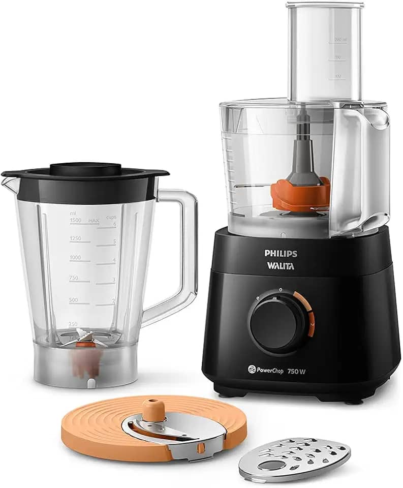 Philips Walita Preto Multiprocessador PowerChop 750, 2 velocidades, 4 acessórios, Recipiente com capacidade de 1,5 litros, 750W, 220V (RI7301/90)