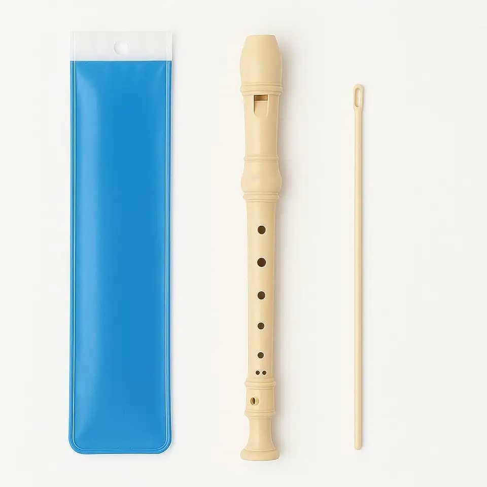 Flauta Doce Soprano Germânica, Resina, Bege, 38 cm x 6 cm x 9 cm, para Musicalização Infantil e Iniciantes, Instrumento Musical Escolar