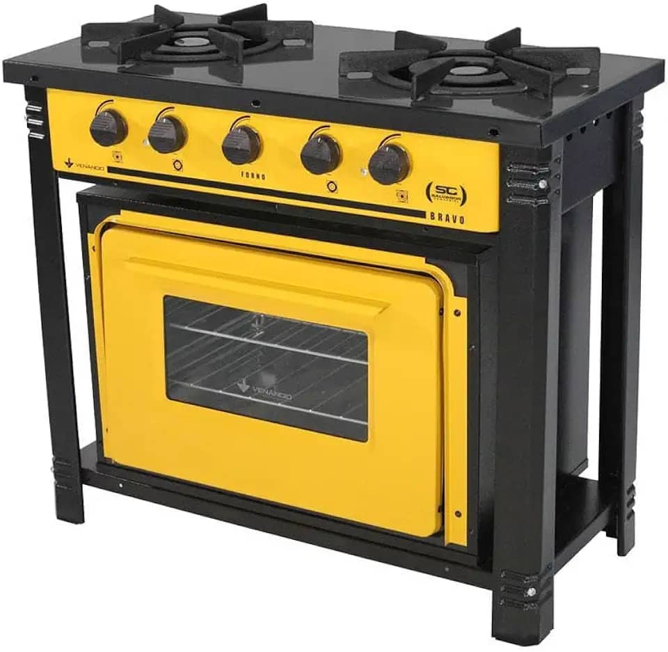 Fogão Industrial com Forno 2 Bocas Duplas Bravo Br2bf Amarelo - Venâncio