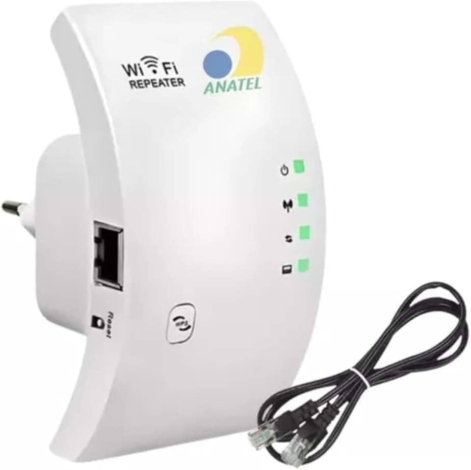 Repetidor Wi-Fi, Amplificador Extensor de Sinal Wireless 1800Mbps, Potente, 100 Metros, Bivolt, Branco