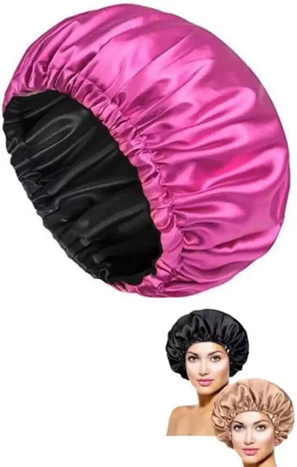 Touca dupla Face de Cetim Anti-Frizz Dormir Kit com 2 Unidades Tamanhos P e G para Cabelos Longos e Médios