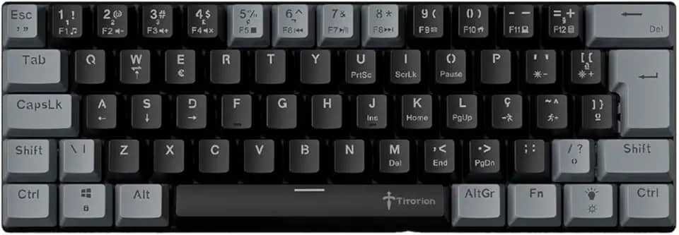 Teclado Mecânico Gamer Cinza 60% Hot Swap Switch Bronw Red Marrom Vermelho ABNT2 USB Titorion TE002 (Switch Brown)