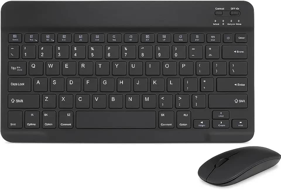 Combo Teclado e Mouse Bluetooth Ultrafino Sem Fio, Portátil e Recarregável E Teclado sem Fio - Compatível com Tablets Android, Celular, Smartphone, iPhone, iPad mini, Pro Air 10.2 10.9 11 12.9