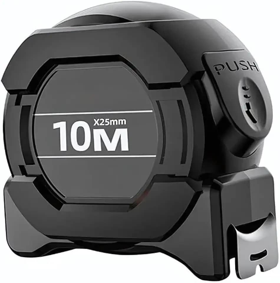 Fita Métrica Trena Profissional 10m Pratiarejo com Trava de Segurança, Fita Fluorescente de Alta Visibilidade e Clip de Cinto para Uso Profissional e Doméstico Pratiarejo®