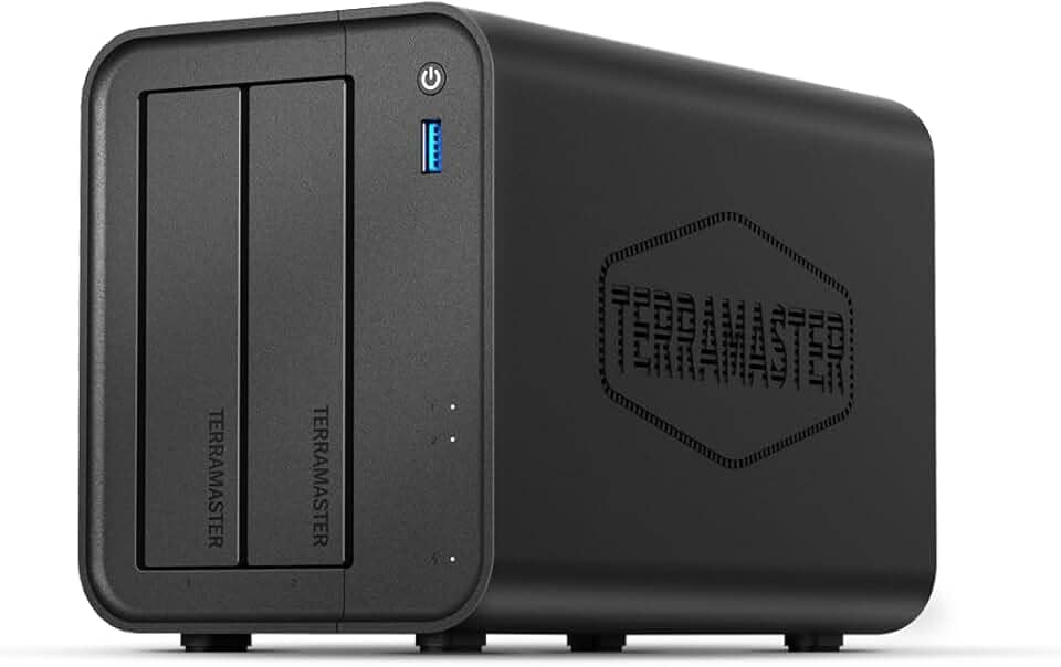 TERRAMASTER Armazenamento NAS de 2 baias F2-425 - CPU quad-core N5095, memória DDR4 de 4 GB, LAN de 2,5 GbE, servidor multimídia de armazenamento conectado à rede para usuários domésticos (sem disco)