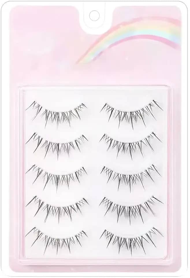 5 pares de cílios postiços, leves e reutilizáveis com um design de tira completa, fácil aplicação para iniciantes